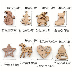 100pcs Mini Wooden Ornaments Christmas Tree Chips Hanging Ornaments