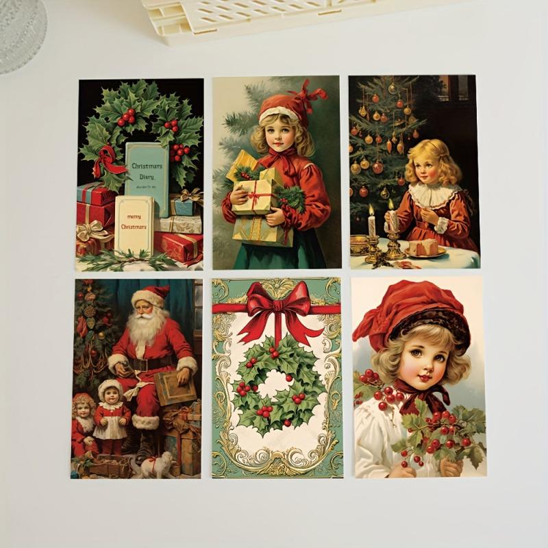 10pcs Christmas Card Postcard Message Indoor Wall Decoration Diy Sticker