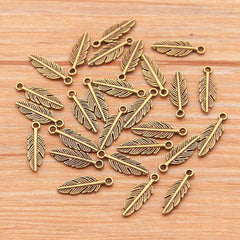 30pcs Feather Charm Pendant for DIY Key Chain Sweater Bracelet Necklace