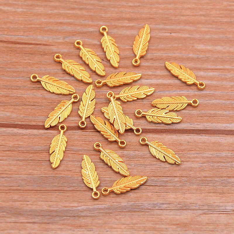 30pcs Feather Charm Pendant for DIY Key Chain Sweater Bracelet Necklace