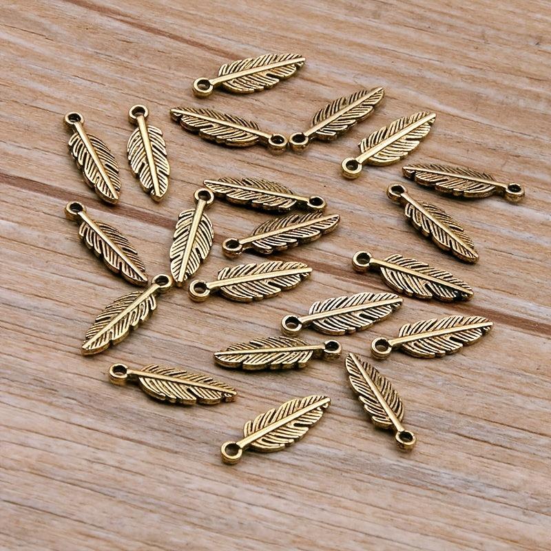 30pcs Feather Charm Pendant for DIY Key Chain Sweater Bracelet Necklace