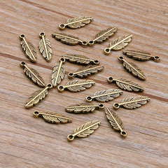 30pcs Feather Charm Pendant for DIY Key Chain Sweater Bracelet Necklace