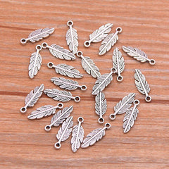30pcs Feather Charm Pendant for DIY Key Chain Sweater Bracelet Necklace