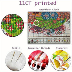 Birds & Flowers Cross Stitch Kit 11CT Printed Canvas Painting