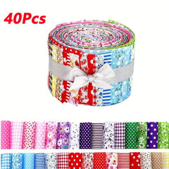 40pcs Cotton Solids Fabric Patchwork Roll for DIY Craft 6x48cm