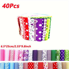 40pcs Cotton Solids Fabric Patchwork Roll for DIY Craft 6x48cm