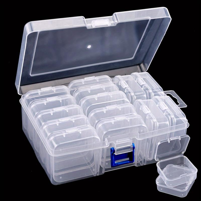 Transparent Bead Storage Box 14pcs Plastic Sticker Drawing Organizer