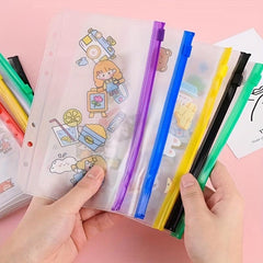 A5 Colorful Scrapbooking Storage Binder Bag Waterproof PVC 6 Hole Zipper