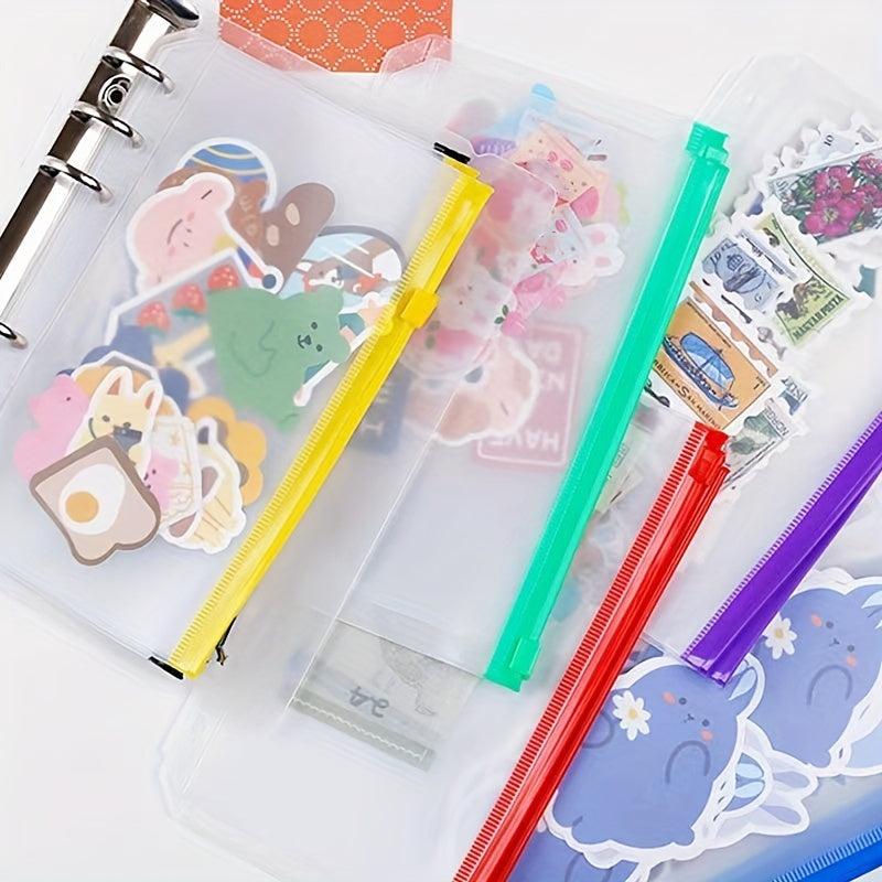A5 Colorful Scrapbooking Storage Binder Bag Waterproof PVC 6 Hole Zipper