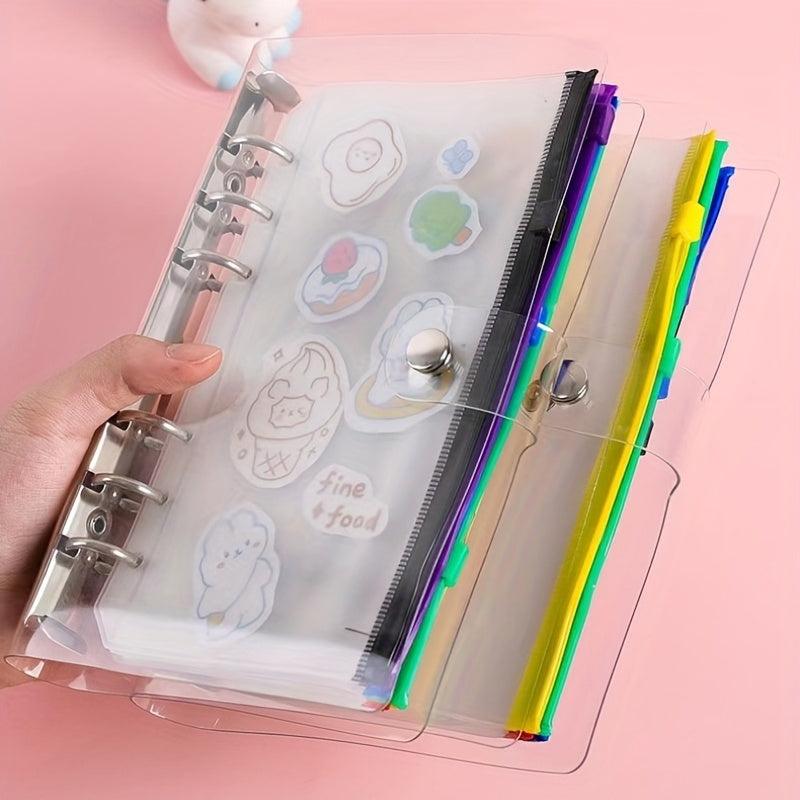 A5 Colorful Scrapbooking Storage Binder Bag Waterproof PVC 6 Hole Zipper