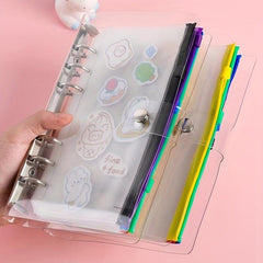 A5 Colorful Scrapbooking Storage Binder Bag Waterproof PVC 6 Hole Zipper