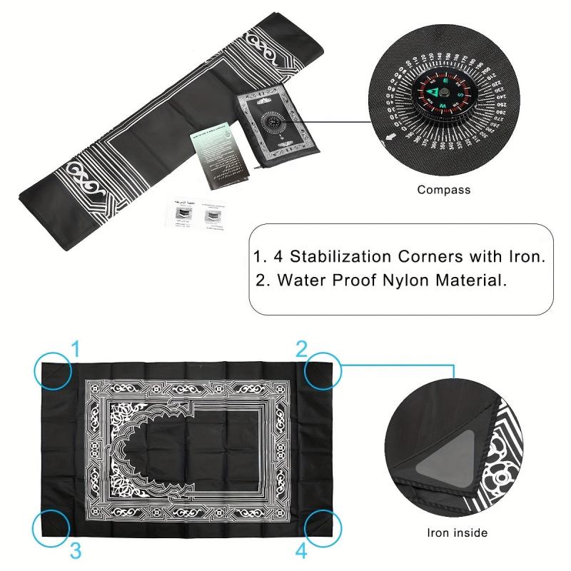 Portable Travel Prayer Mat Waterproof Polyester for Ramadan 23.62x39.37in