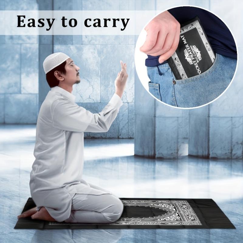Portable Travel Prayer Mat Waterproof Polyester for Ramadan 23.62x39.37in