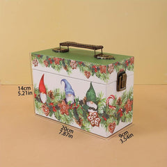 Christmas Pattern Organizer Storage Box Vintage Rectangular Case