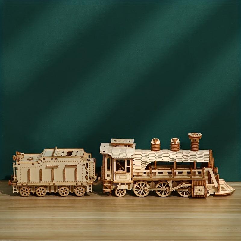 DIY Train Puzzle Model Assembly Car 3D Wooden Puzzle Toys