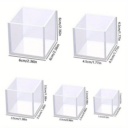5pcs Deep Square Resin Silicone Mold Set DIY Box Resin Casting