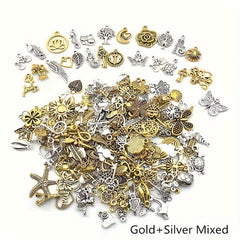 30-60pcs Alloy Silver Pendant Vintage Charms Bulk for DIY Jewelry Making