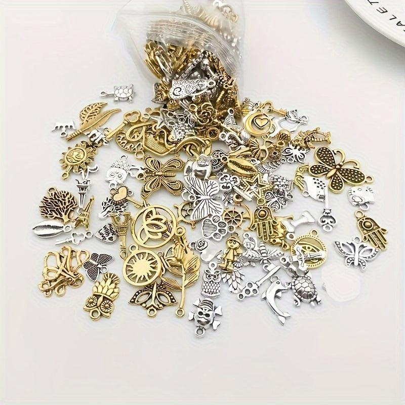 30-60pcs Alloy Silver Pendant Vintage Charms Bulk for DIY Jewelry Making