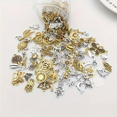 30-60pcs Alloy Silver Pendant Vintage Charms Bulk for DIY Jewelry Making