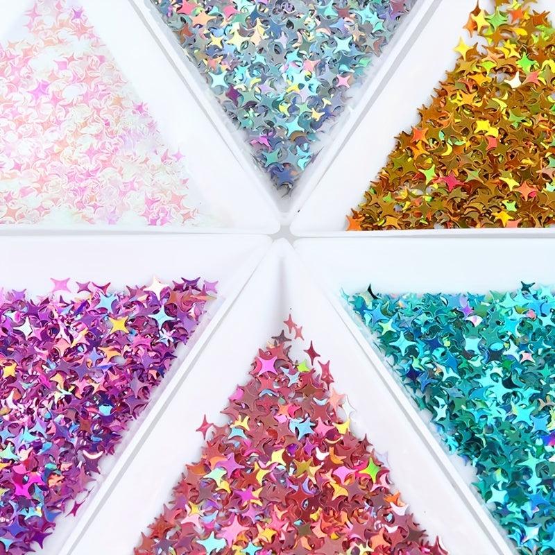 Holographic Star Glitter Flakes Resin Fillers Nail Art