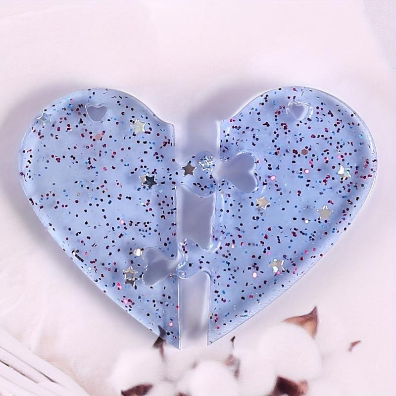 Heart Puzzle Pendant Silicone Mold Love Lock Resin Mold