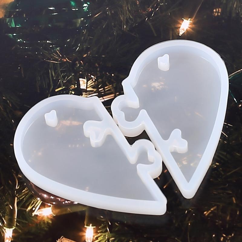 Heart Puzzle Pendant Silicone Mold Love Lock Resin Mold