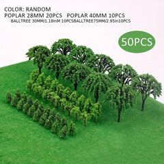 50pcs Poplar Ball Trees Train Park Railway Scenery Layout