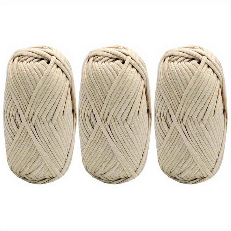 3pcs Solid Colored Yarn for Knitting & Crocheting, Cotton Nylon Blended