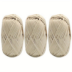 3pcs Solid Colored Yarn for Knitting & Crocheting, Cotton Nylon Blended