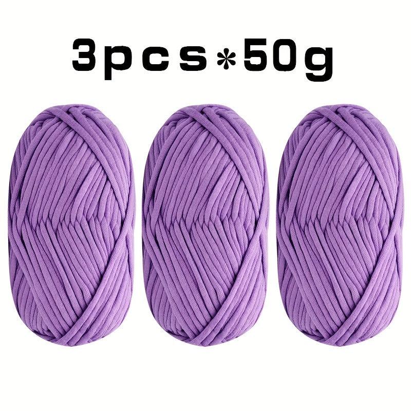 3pcs Solid Colored Yarn for Knitting & Crocheting, Cotton Nylon Blended