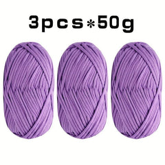 3pcs Solid Colored Yarn for Knitting & Crocheting, Cotton Nylon Blended