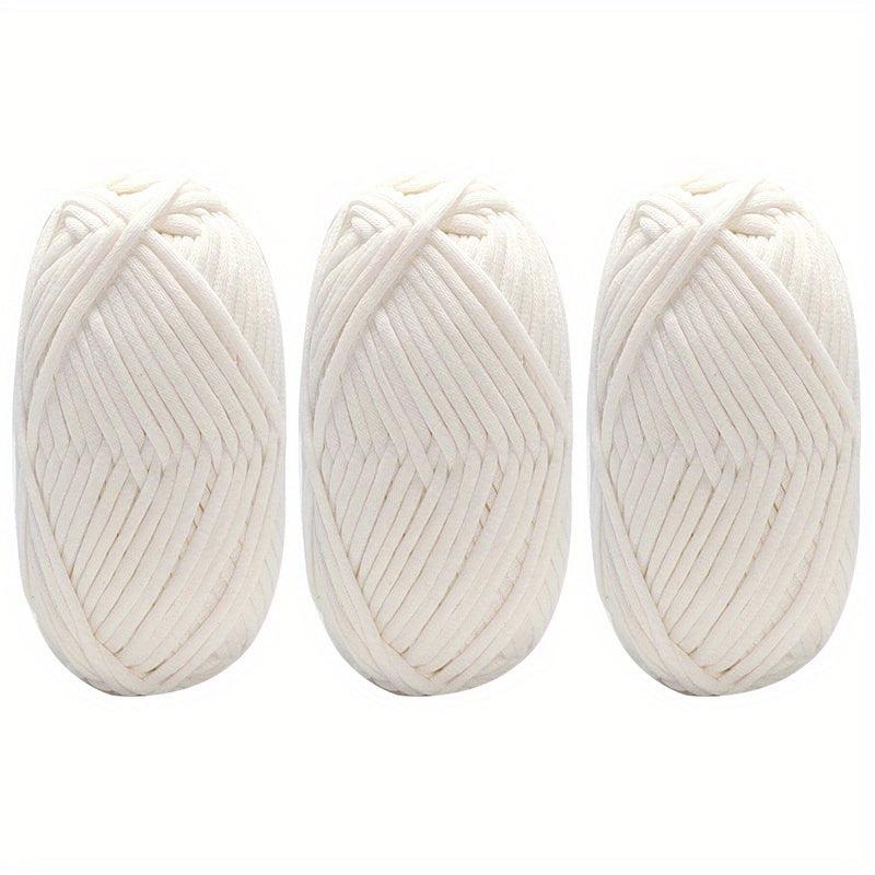 3pcs Solid Colored Yarn for Knitting & Crocheting, Cotton Nylon Blended