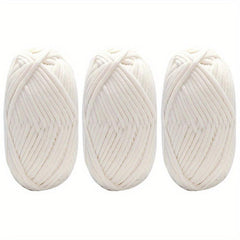 3pcs Solid Colored Yarn for Knitting & Crocheting, Cotton Nylon Blended