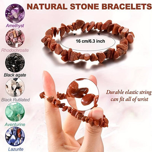 Gemstone Chakra Bracelet Crystal Healing Reiki Yoga Anxiety 1pc