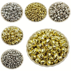 50-100PCS Christmas Jingle Bells Pendant Charms Silvery Golden Beads 6-10mm