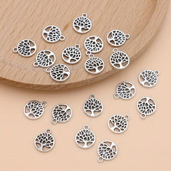 20Pcs Silver Plated Tree Of Life Charm Pendant Jewelry Making DIY Accessories