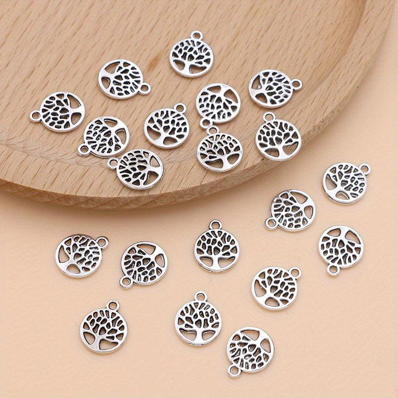 20Pcs Silver Plated Tree Of Life Charm Pendant Jewelry Making DIY Accessories