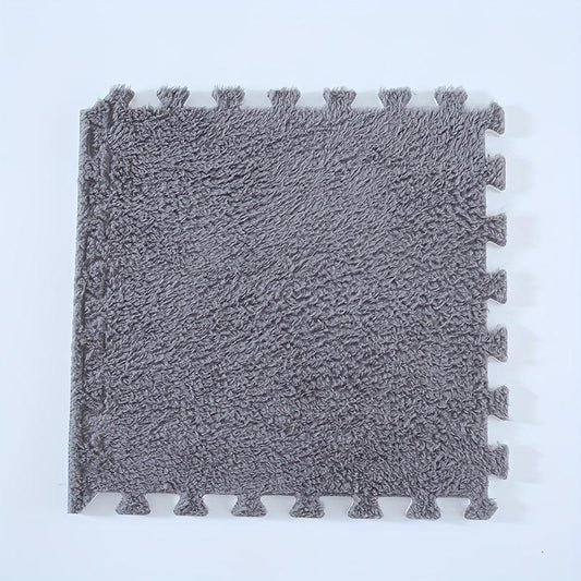 10pcs Plush Puzzle Foam Floor Mat Interlocking Carpet Fluffy Area Rug