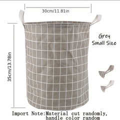 Round Fabric Laundry Basket Portable Hamper Waterproof Dustproof