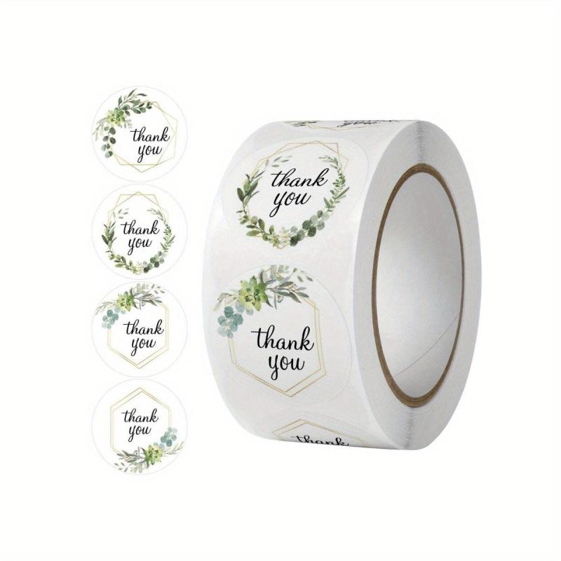 500pcs Round Flower Thank You Stickers for Party & Wedding Decor