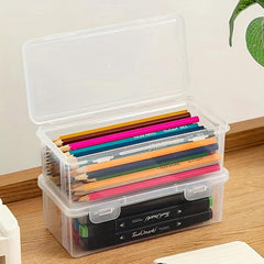 Large Capacity Transparent Plastic Storage Box for Art Supplies