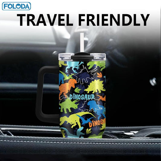 Personalized Dino Tumbler 40oz Insulated Travel Coffee Mug