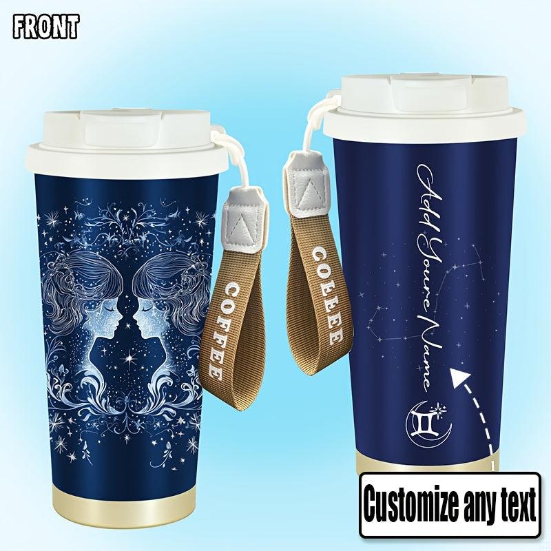 Personalized Zodiac Sign Travel Mug with Handle and Name Insulated 20oz