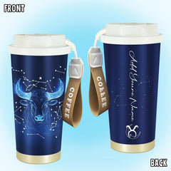 Personalized Zodiac Sign Travel Mug with Handle and Name Insulated 20oz