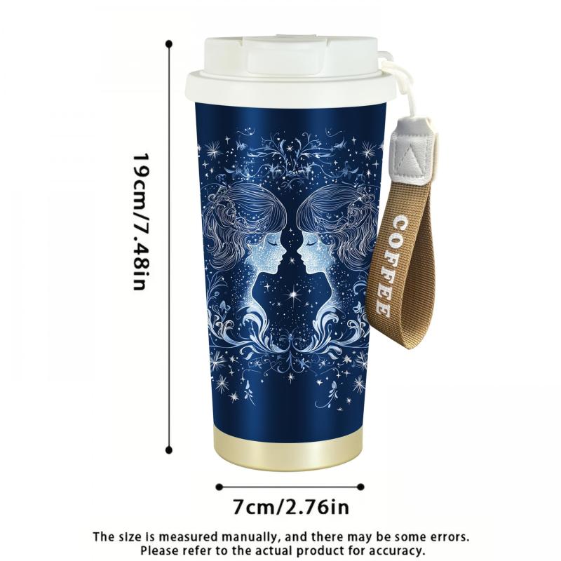 Personalized Zodiac Sign Travel Mug with Handle and Name Insulated 20oz