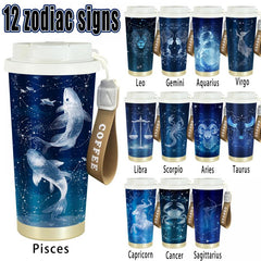 Personalized Zodiac Sign Travel Mug with Handle and Name Insulated 20oz