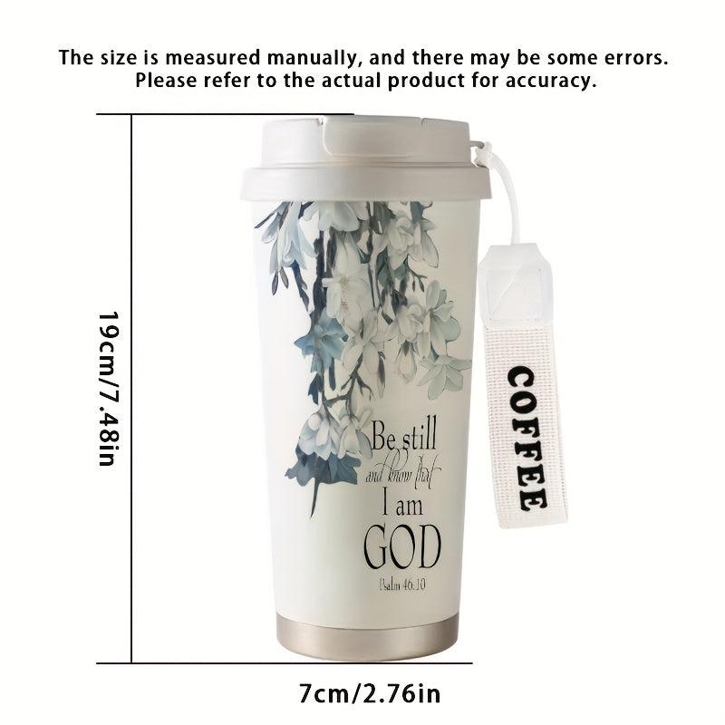 530ML English Flower Insulated Cup High Personalized Dual Drink Coffee Cup