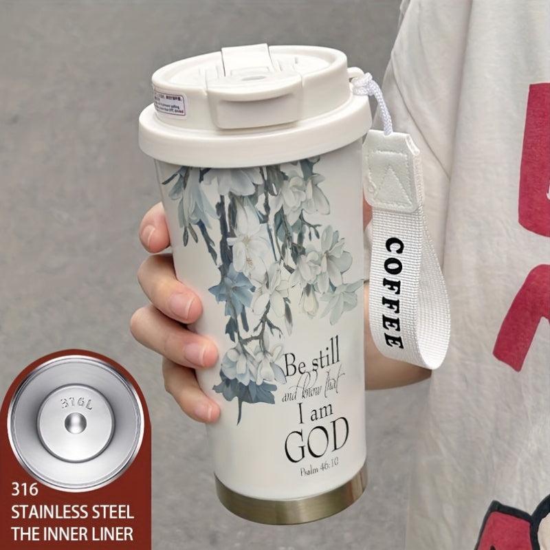 530ML English Flower Insulated Cup High Personalized Dual Drink Coffee Cup