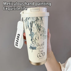 530ML English Flower Insulated Cup High Personalized Dual Drink Coffee Cup
