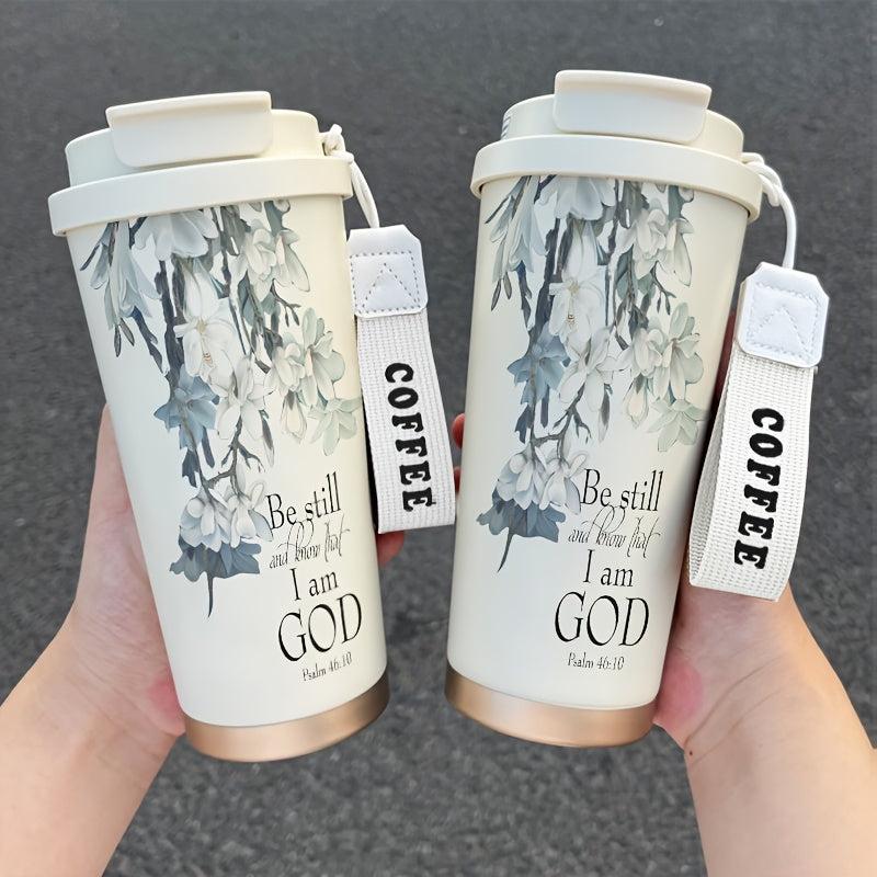 530ML English Flower Insulated Cup High Personalized Dual Drink Coffee Cup